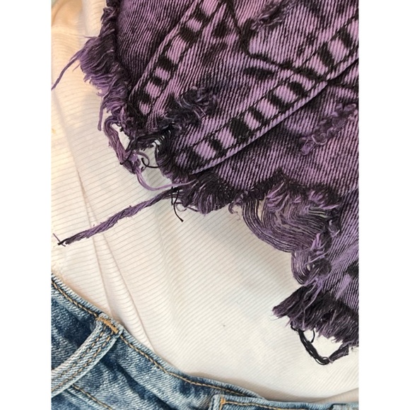 SIGNATURE Acid wash purple & black distressed Jean jacket S M L - Picture 10 of 11